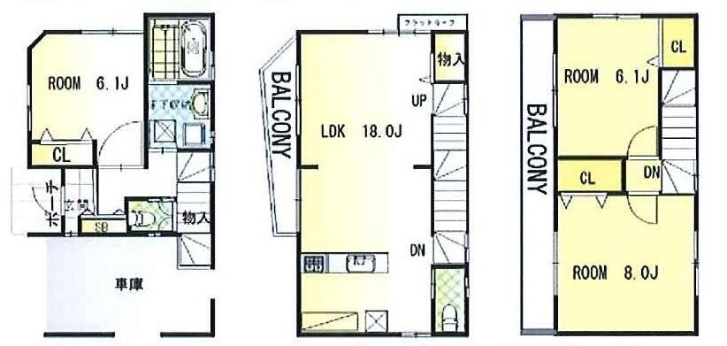 Floor plan. (1 Building), Price 51 million yen, 3LDK, Land area 63.58 sq m , Building area 105.88 sq m