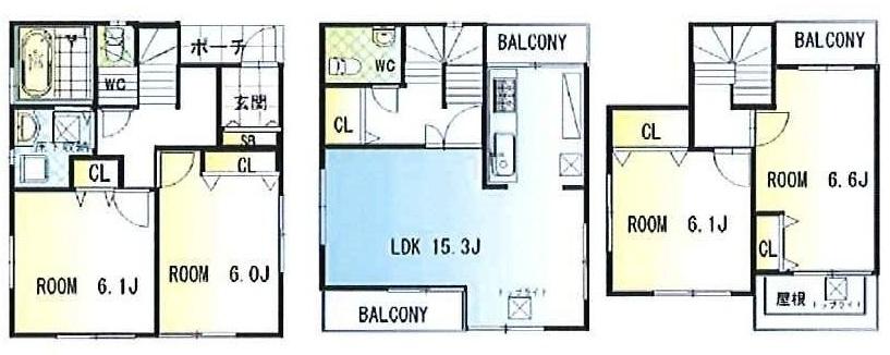 Floor plan. (4 Building), Price 49,500,000 yen, 4LDK, Land area 68.38 sq m , Building area 102.05 sq m