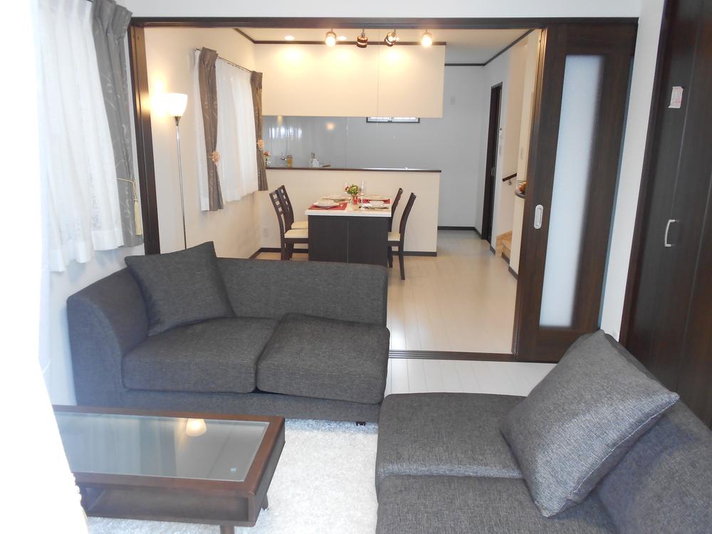 Living. Overlooking the dining kitchen from the living room