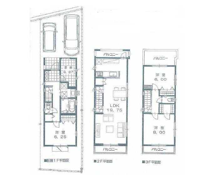 Floor plan. (A Building), Price 49,800,000 yen, 3LDK, Land area 83.98 sq m , Building area 107 sq m