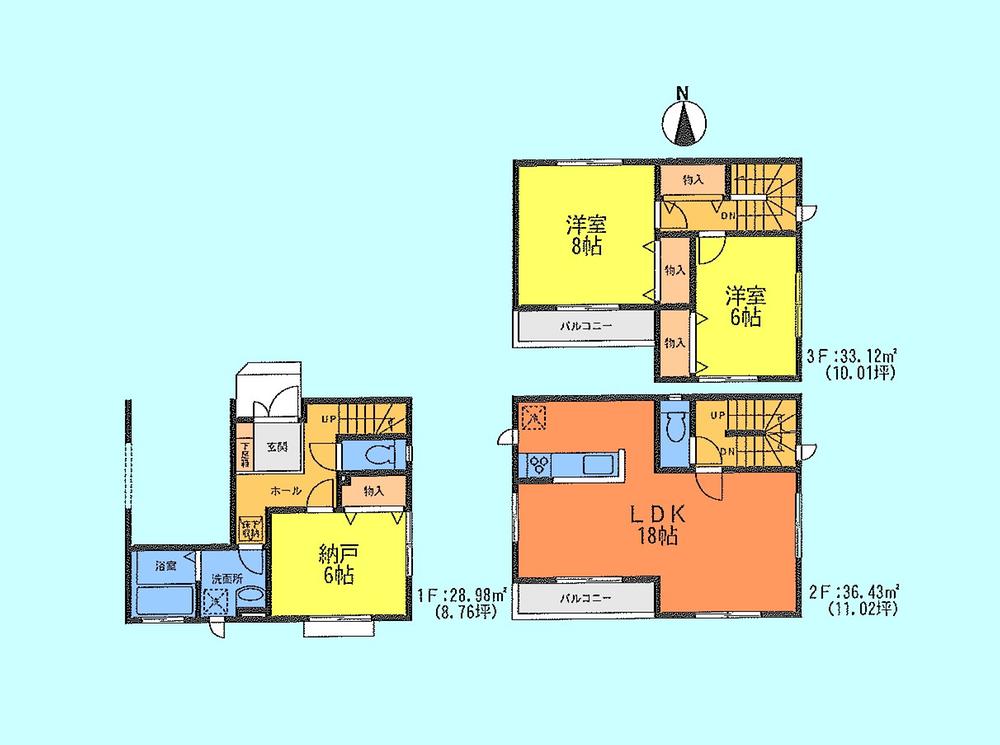 Floor plan. 50,800,000 yen, 3LDK, Land area 70.46 sq m , Building area 98.53 sq m