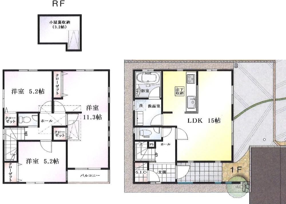 Floor plan. (5 Building), Price 51,800,000 yen, 3LDK, Land area 95.33 sq m , Building area 92.33 sq m