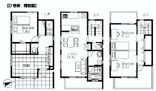 Floor plan. 50,800,000 yen, 3LDK + S (storeroom), Land area 107.27 sq m , Building area 109.5 sq m