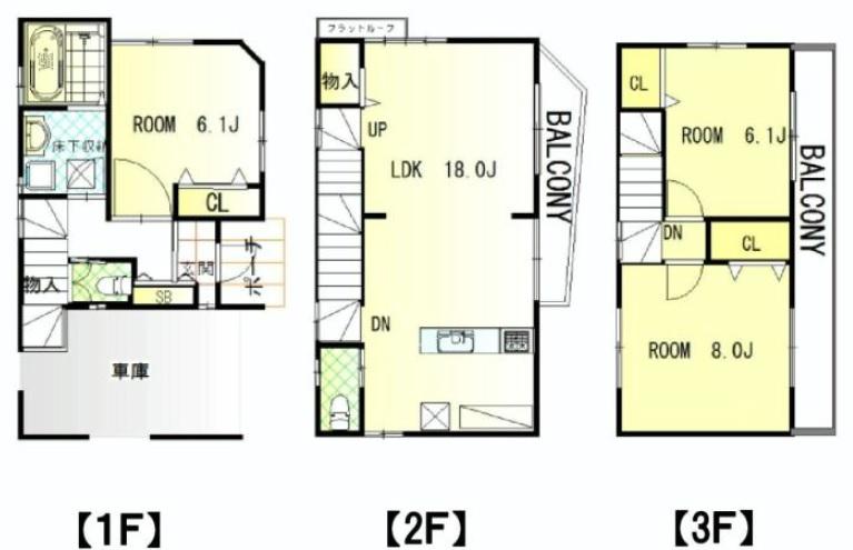 Floor plan. (6 Building), Price 51 million yen, 3LDK, Land area 63.47 sq m , Building area 105.88 sq m