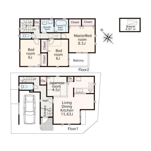 Floor plan. 47,800,000 yen, 4LDK, Land area 89.73 sq m , Building area 115.92 sq m