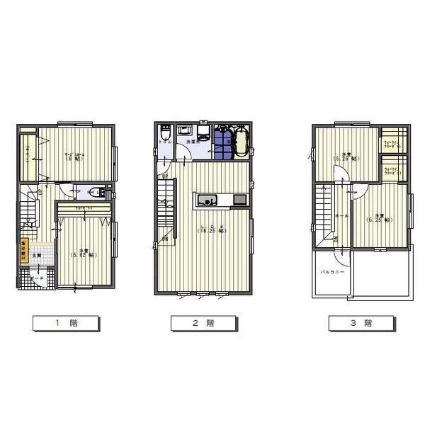 Building plan example (floor plan). 3-storey plan