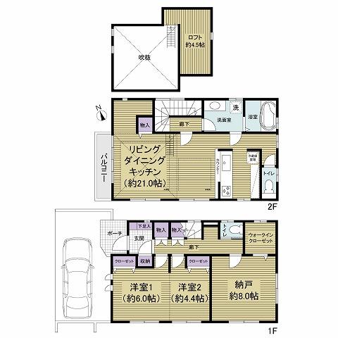 Floor plan. 52,800,000 yen, 2LDK + S (storeroom), Land area 85.83 sq m , Building area 97.49 sq m