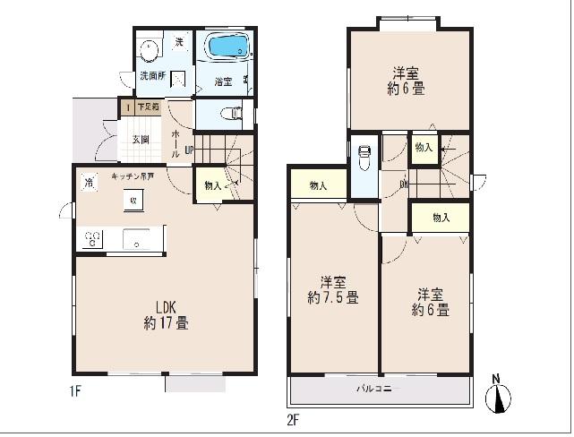 Floor plan. 47,800,000 yen, 3LDK, Land area 99.55 sq m , Building area 86.94 sq m