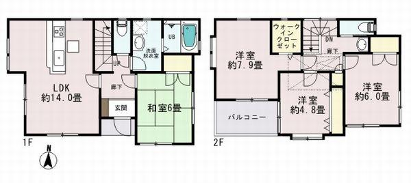 Floor plan. (3 Building), Price 40,658,000 yen, 4LDK, Land area 100.49 sq m , Building area 96.72 sq m