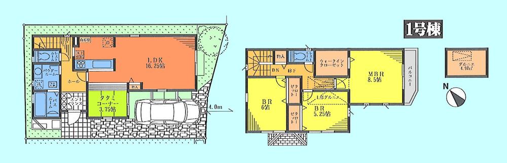 Floor plan. (1 Building), Price 45,800,000 yen, 4LDK, Land area 89.74 sq m , Building area 101.85 sq m