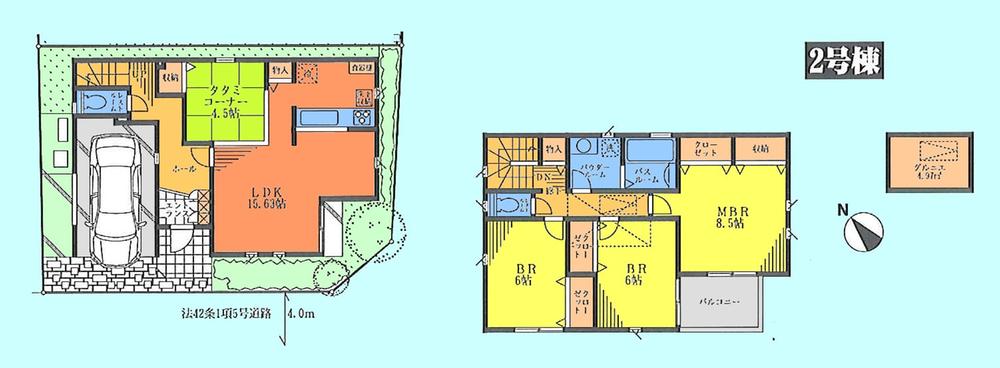Floor plan. (Building 2), Price 47,800,000 yen, 4LDK, Land area 89.73 sq m , Building area 115.92 sq m