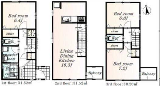 Floor plan. 31,800,000 yen, 3LDK, Land area 74.95 sq m , Building area 93.24 sq m