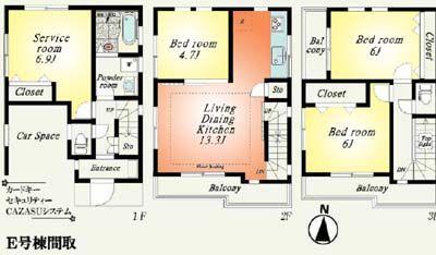 Floor plan. 37,800,000 yen, 3LDK+S, Land area 56.14 sq m , Building area 100.39 sq m
