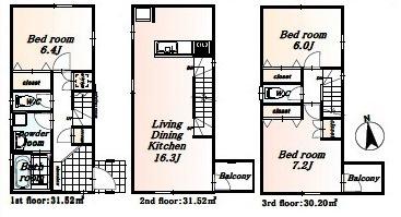 Floor plan. 31,800,000 yen, 3LDK, Land area 74.95 sq m , Building area 93.24 sq m
