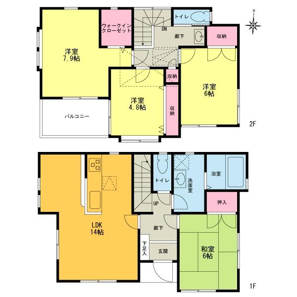 Floor plan. roof balcony, Counter Kitchen, Walk-in closet