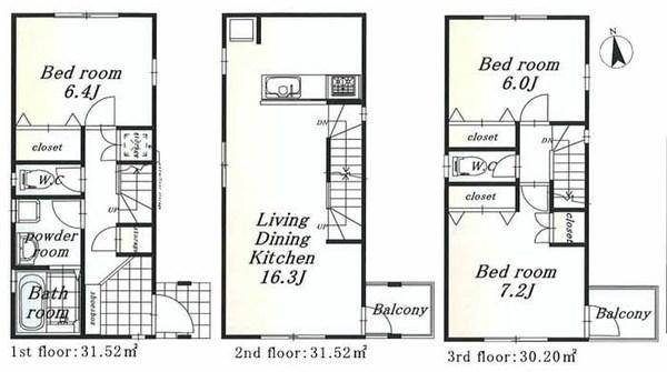 Floor plan. 31,800,000 yen, 3LDK, Land area 74.95 sq m , Building area 93.24 sq m