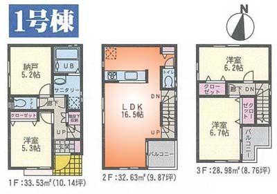 Floor plan. 36,800,000 yen, 3LDK+S, Land area 70.53 sq m , Building area 95.14 sq m