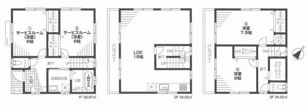 Floor plan. 49,800,000 yen, 2LDK + 2S (storeroom), Land area 91.71 sq m , Building area 106.11 sq m