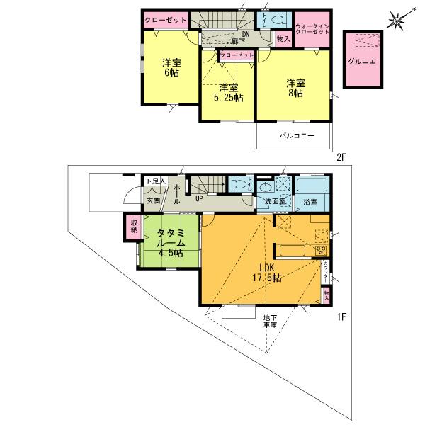 Floor plan. (1 Building), Price 46,800,000 yen, 4LDK, Land area 112.15 sq m , Building area 119.72 sq m