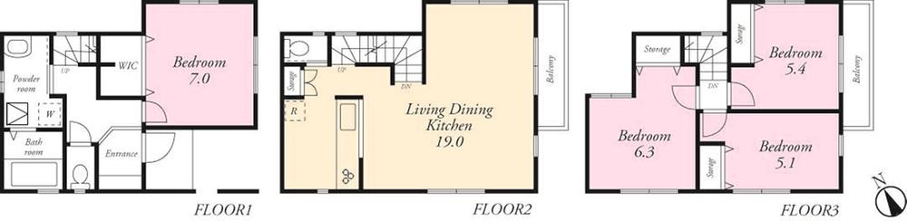 Floor plan. (A Building), Price 40,800,000 yen, 4LDK, Land area 75.42 sq m , Building area 102.25 sq m