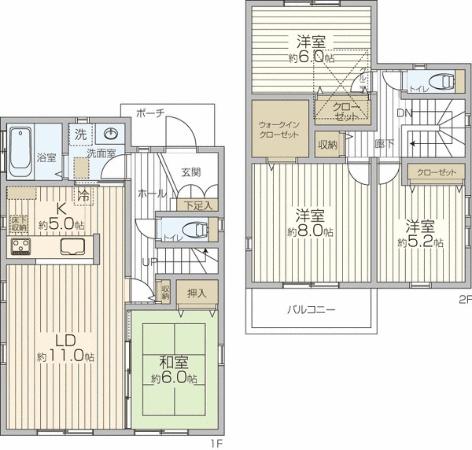 Floor plan. (16 Building), Price 45,800,000 yen, 4LDK, Land area 105.9 sq m , Building area 102.65 sq m