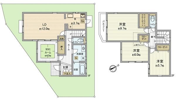 Floor plan. (18 Building), Price 45,800,000 yen, 4LDK, Land area 107.78 sq m , Building area 101.43 sq m
