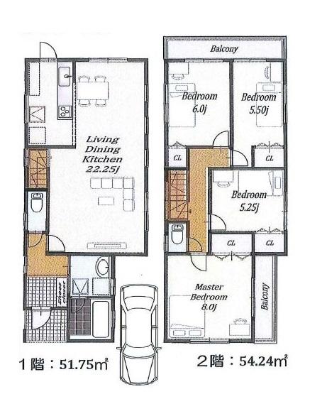 Floor plan. 45,800,000 yen, 4LDK, Land area 129.11 sq m , Building area 105.99 sq m