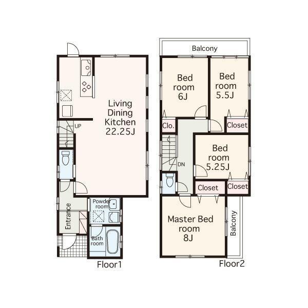 Floor plan. 45,800,000 yen, 4LDK, Land area 129.11 sq m , Building area 105.99 sq m