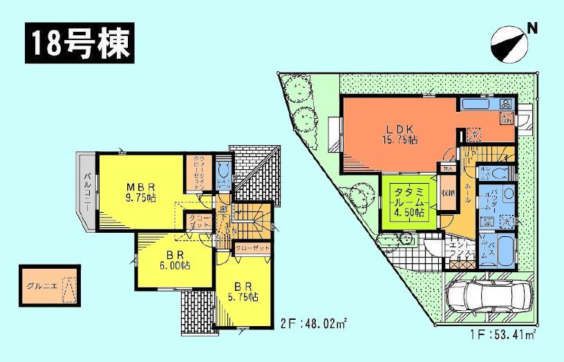 Floor plan. (18 Building), Price 45,800,000 yen, 4LDK, Land area 107.78 sq m , Building area 101.43 sq m