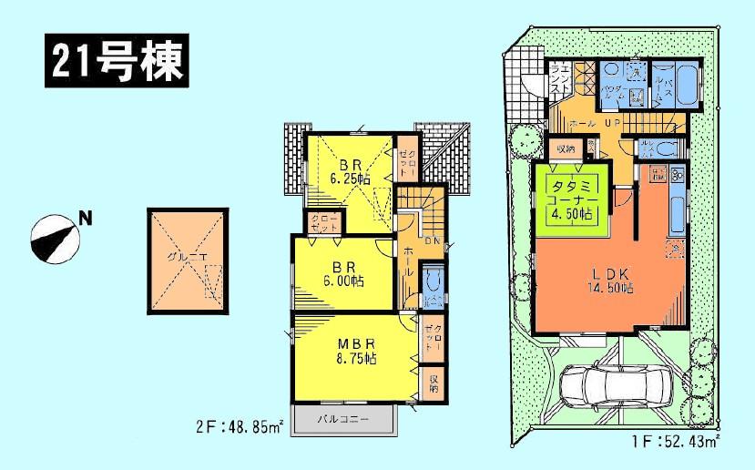 Floor plan. (21 Building), Price 44,800,000 yen, 3LDK, Land area 105.46 sq m , Building area 101.28 sq m
