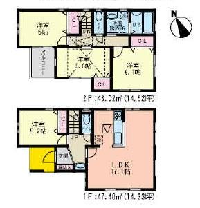 Floor plan. (15 Building), Price 41,300,000 yen, 4LDK, Land area 86.43 sq m , Building area 95.42 sq m