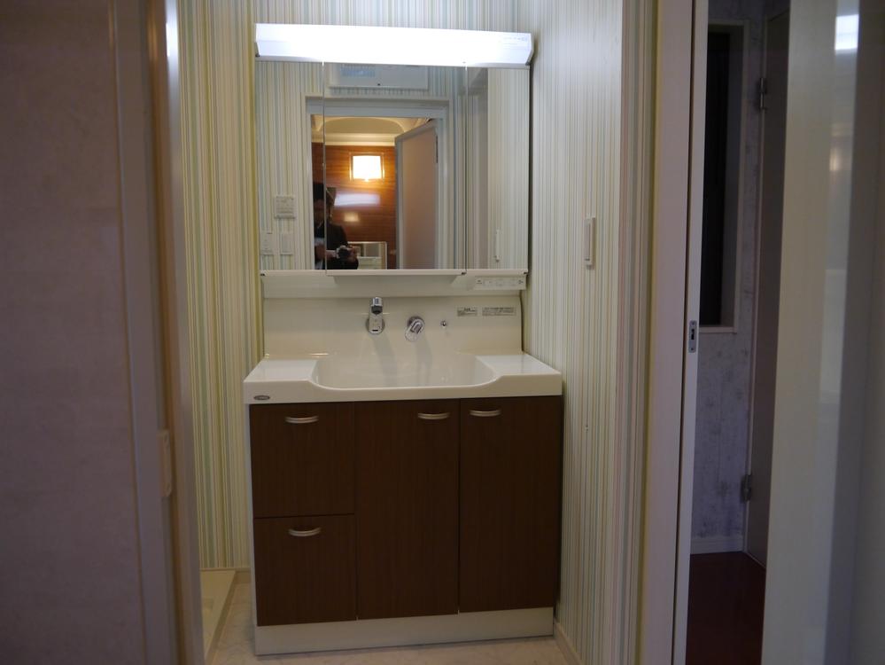 Wash basin, toilet. A Building vanity