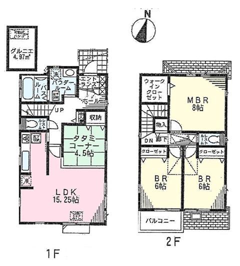 Floor plan. (4 Building), Price 34,800,000 yen, 4LDK, Land area 133.95 sq m , Building area 100.19 sq m