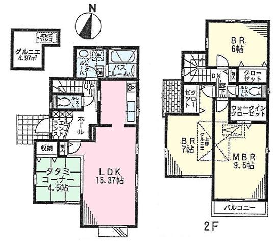 Floor plan. (5 Building), Price 34,800,000 yen, 4LDK, Land area 127.67 sq m , Building area 101.44 sq m