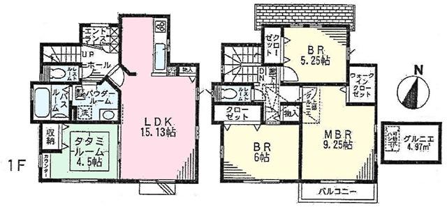 Floor plan. (6 Building), Price 34,800,000 yen, 4LDK, Land area 126.94 sq m , Building area 100.4 sq m