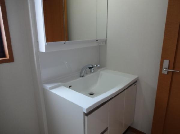 Wash basin, toilet. Bathroom vanity