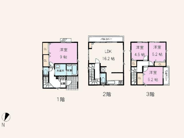 Floor plan. (Building 2), Price 41,800,000 yen, 4LDK, Land area 90.12 sq m , Building area 102.46 sq m