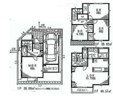 Floor plan. (1 Building), Price 49,800,000 yen, 4LDK, Land area 70.11 sq m , Building area 105.57 sq m