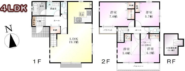 Floor plan. (15 Building), Price 34,300,000 yen, 4LDK, Land area 125.61 sq m , Building area 100.1 sq m