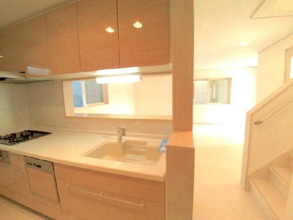 Kitchen. Living room overlooks