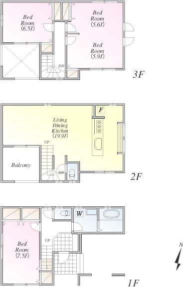 Floor plan. (A Building), Price 44,980,000 yen, 3LDK, Land area 75.12 sq m , Building area 121.4 sq m