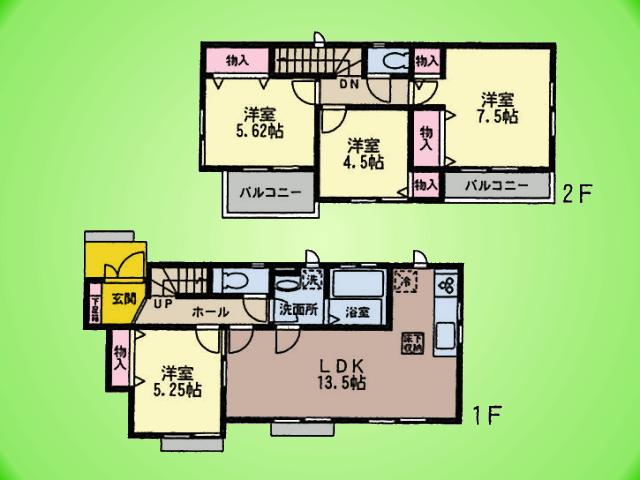 Floor plan. (D Building), Price 33,800,000 yen, 4LDK, Land area 125.19 sq m , Building area 88.18 sq m