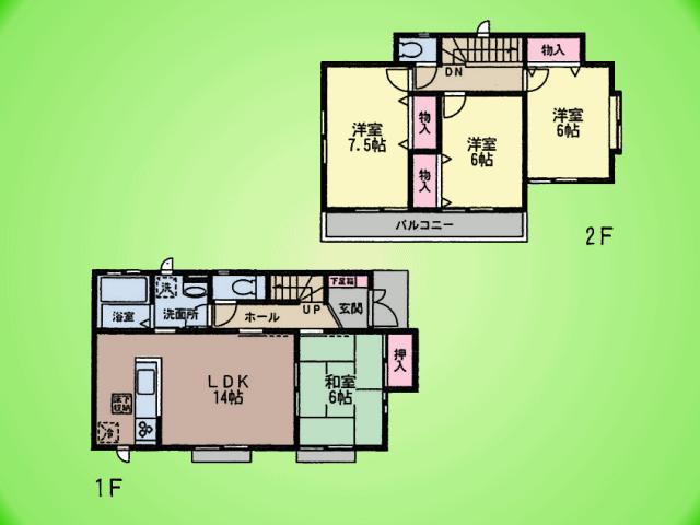 Floor plan. (H Building), Price 39,800,000 yen, 4LDK, Land area 125.2 sq m , Building area 94.81 sq m