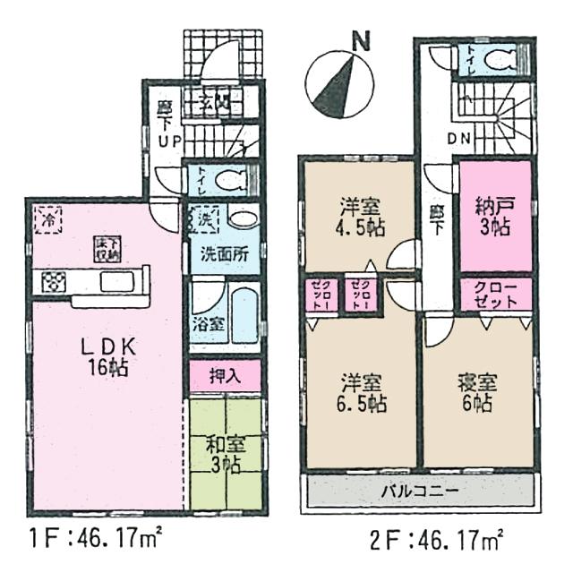 Floor plan. (1 Building), Price 27,800,000 yen, 4LDK+S, Land area 104.59 sq m , Building area 92.34 sq m