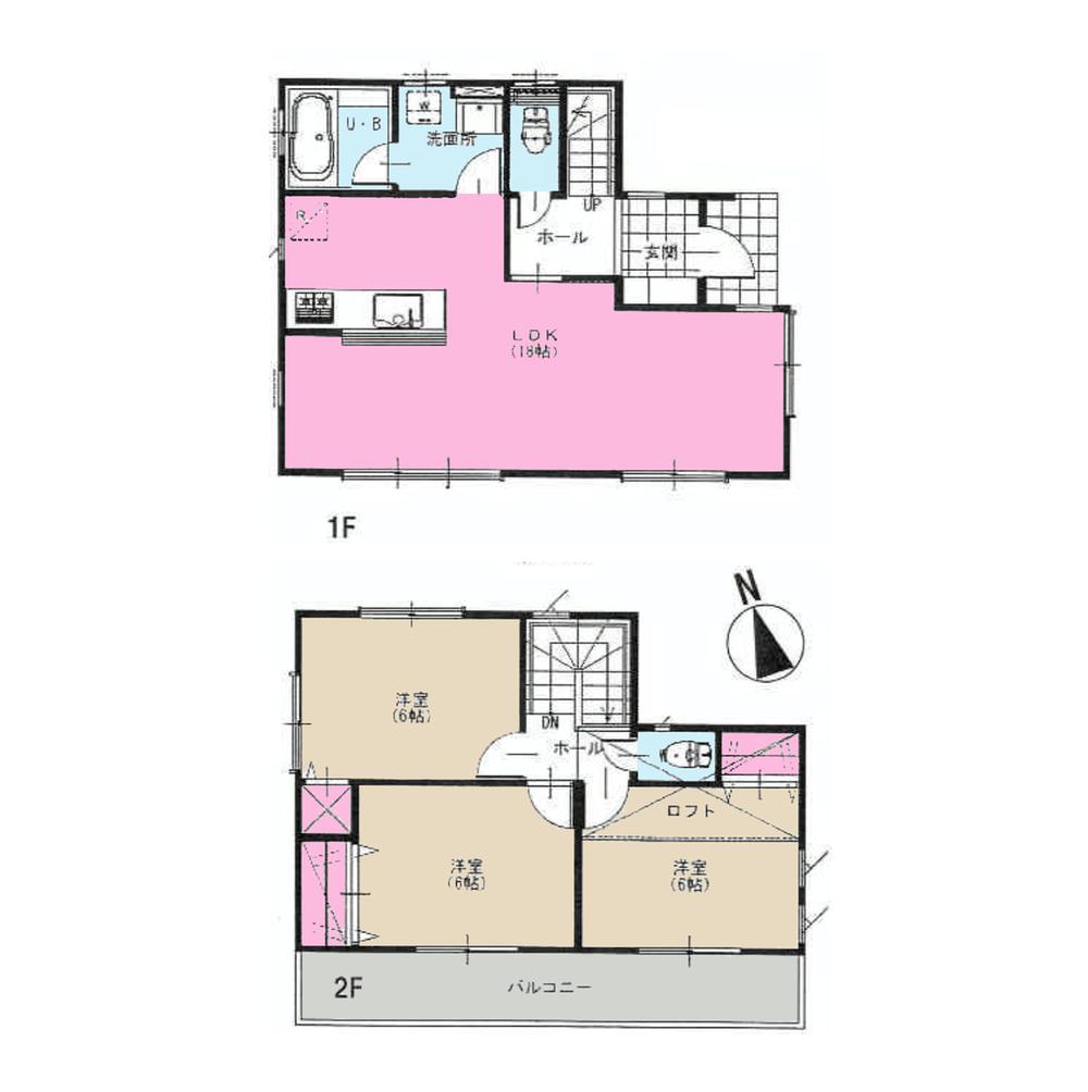 Floor plan. 23.8 million yen, 3LDK, Land area 85.14 sq m , Building area 85.14 sq m