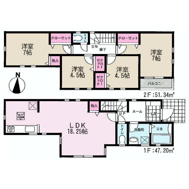 Floor plan. 28.8 million yen, 4LDK, Land area 102.82 sq m , Building area 98.54 sq m