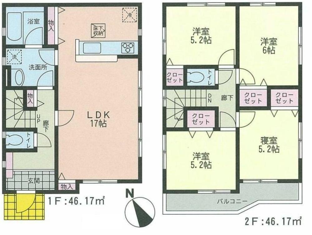 Floor plan. 22,800,000 yen, 4LDK, Land area 115.71 sq m , Building area 92.34 sq m