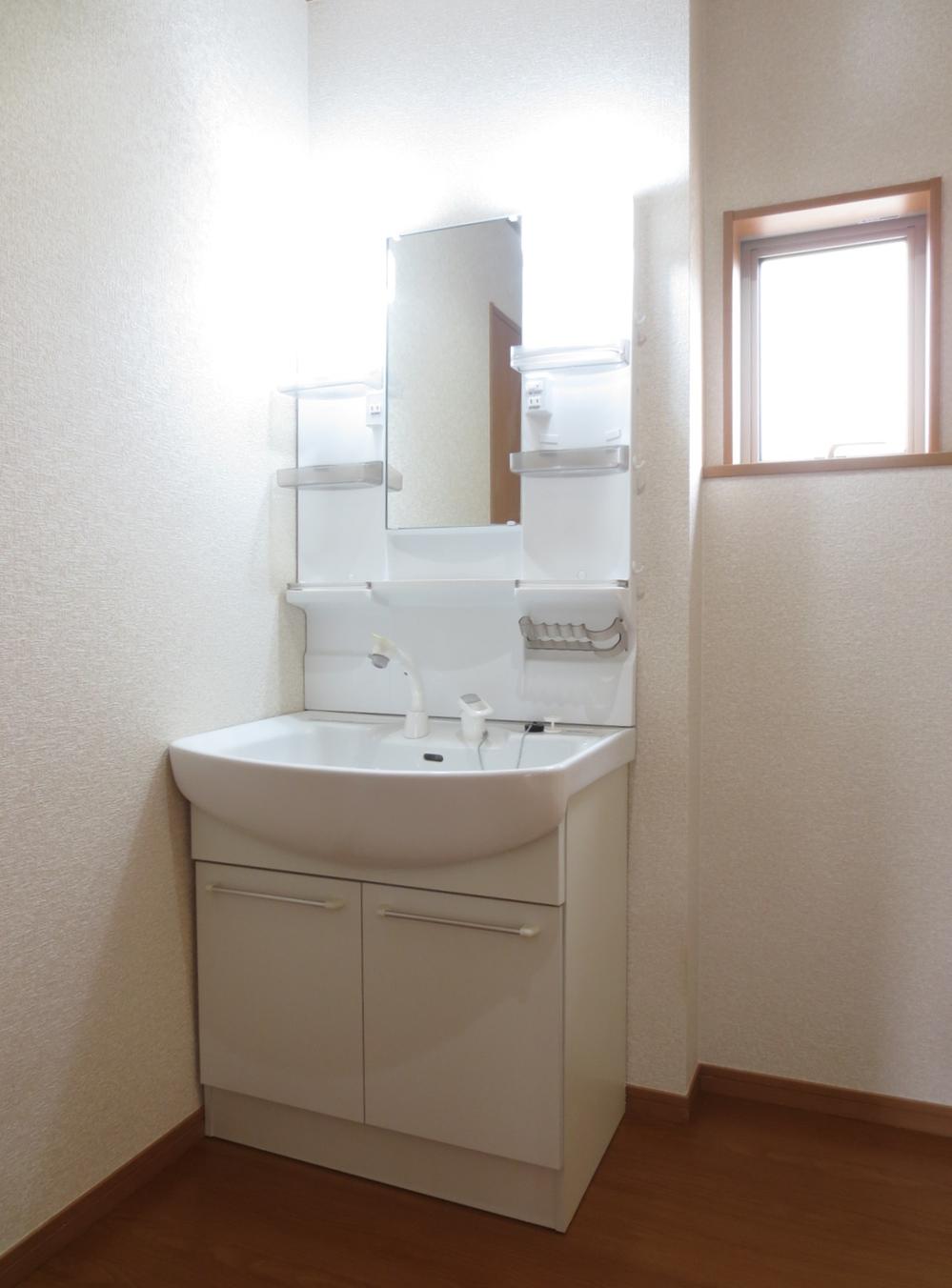 Wash basin, toilet. Stylish tray, such as cosmetic accessories is definitive