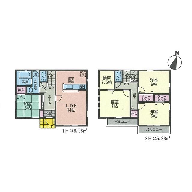 Floor plan. (1 Building), Price 29,800,000 yen, 4LDK, Land area 142.09 sq m , Building area 93.96 sq m