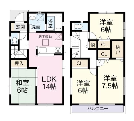 Floor plan. (3 Building), Price 21,800,000 yen, 4LDK, Land area 136.71 sq m , Building area 93.96 sq m